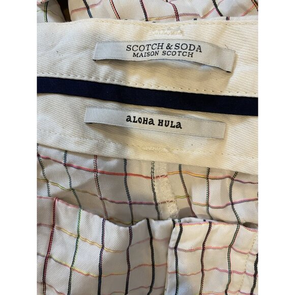 Scotch & Soda Checked Flat Front Ankle Length Pant Tailored Multicolored Large - Picture 11 of 12